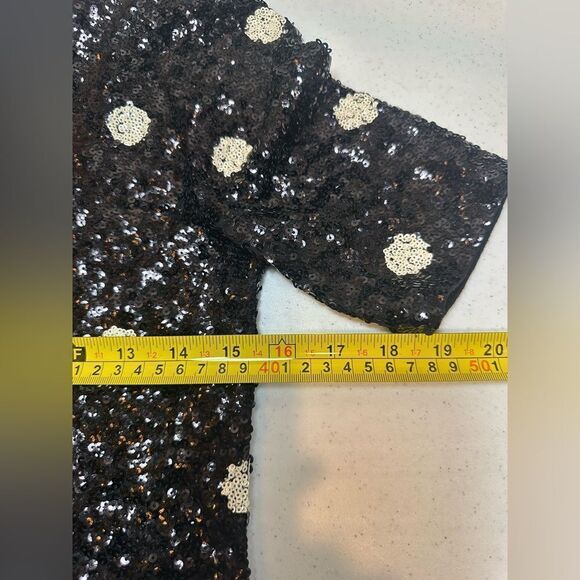 J. Crew XXS 100% Cotton Sequin Polka Dot Short Sleeve Top Party Blouse NWT Black - Picture 12 of 15
